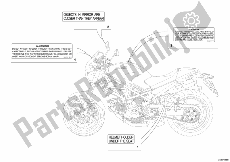 All parts for the Warning Labels Usa of the Ducati Monster S2R 1000 USA 2006
